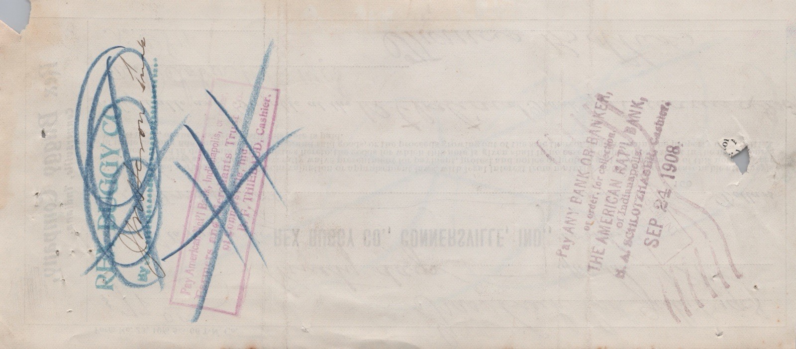 1908 Rex Buggy Co. Connersville Indiana Promissory Note Wagon Carriage