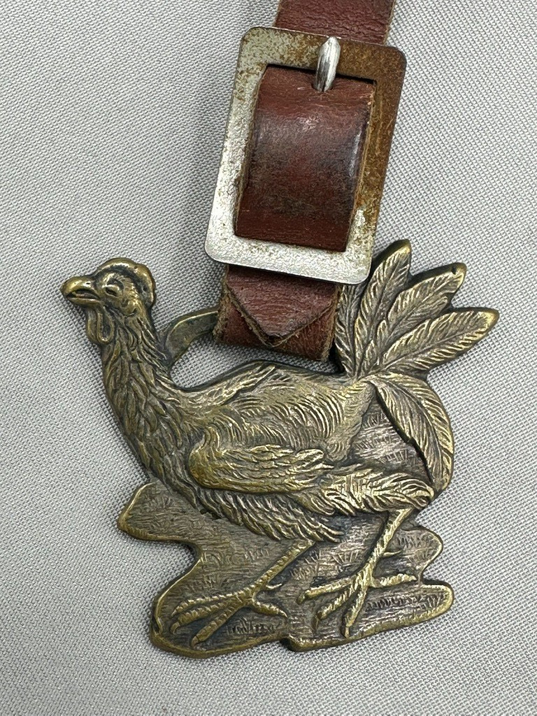 Antique Aultman Taylor TRACTOR Thresher ENGINE Farm Advertsing WATCH FOB Rooster