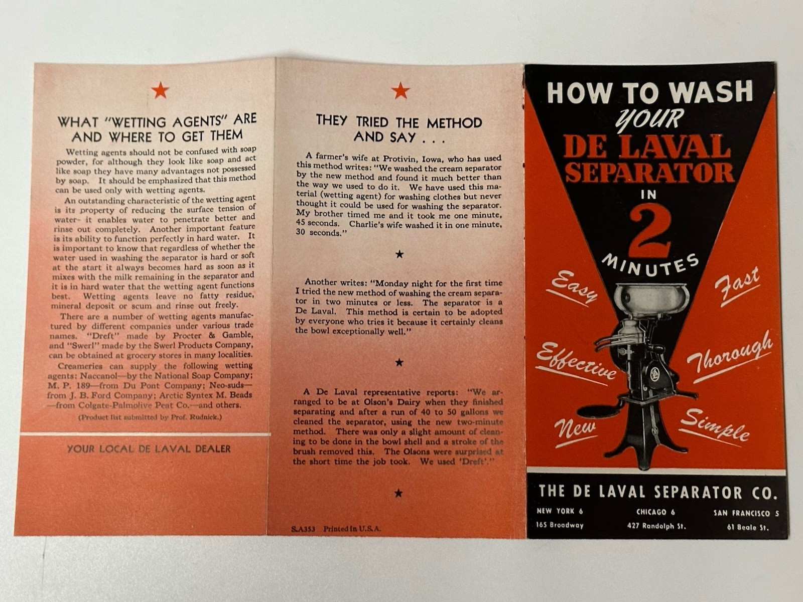 1950&rsquo;s De Laval How to wash your separator in 2 minutes pamphlet (22A)