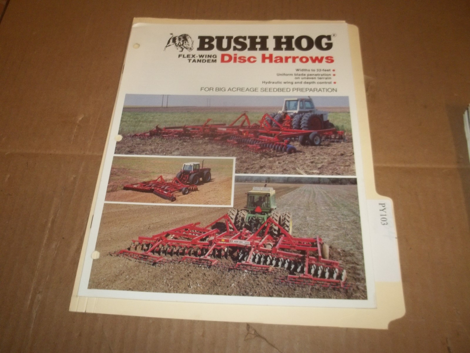 PY103) Bush Hog Sales Brochure 12 Pages – Flex-Wing Tandem Disc Harrows