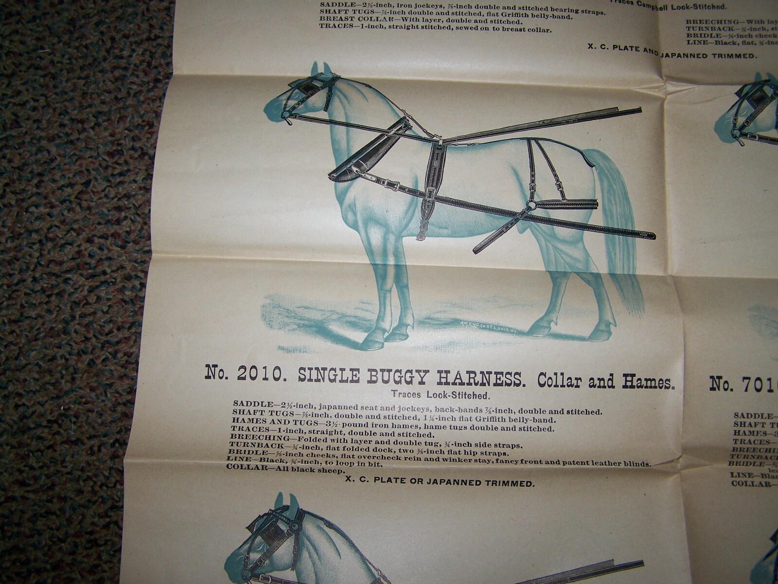 BANNER HARNESS Horse Farm Implement Sales POSTER Horse Drawn Implement Buggy WOW