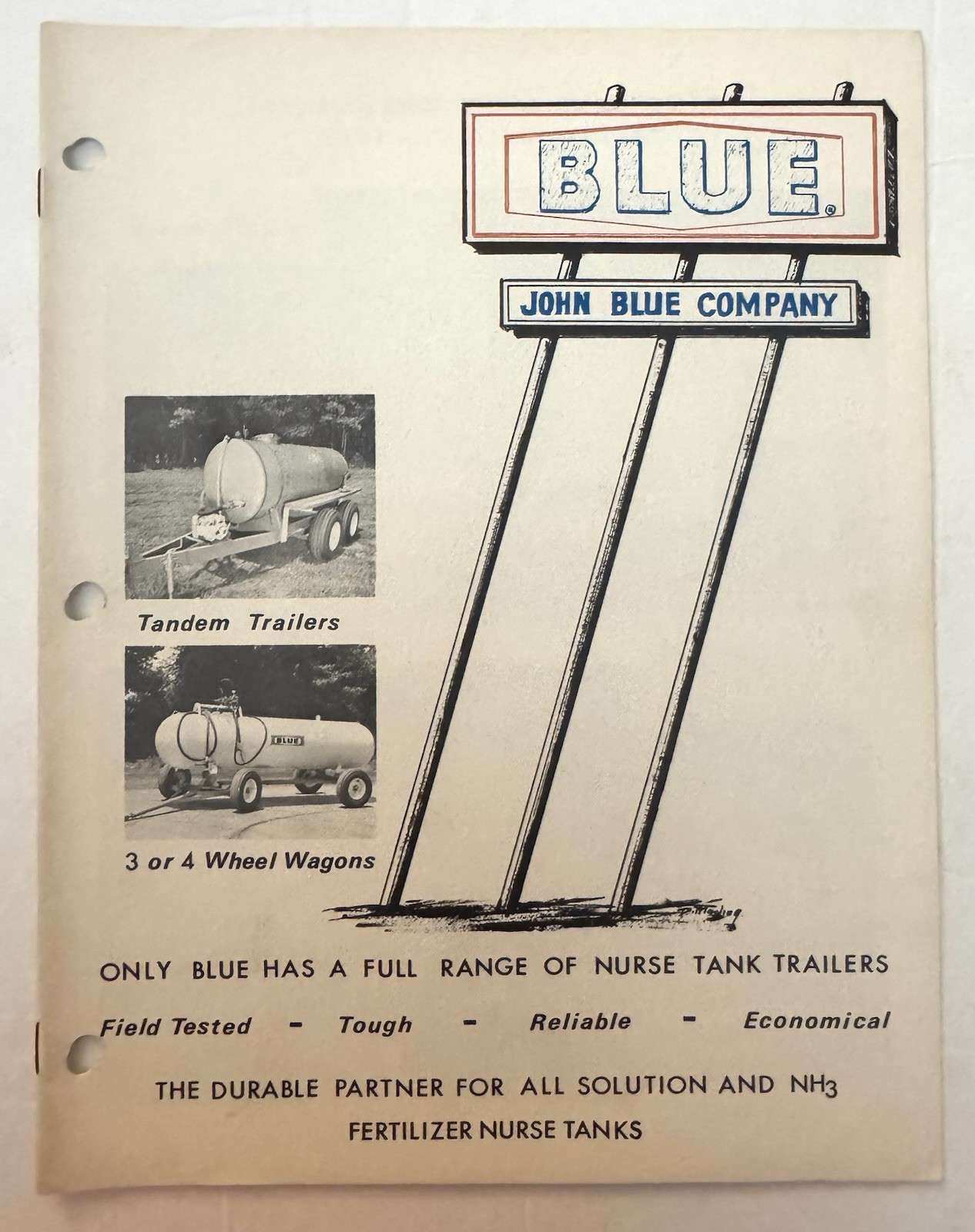 Vintage 1950&rsquo;s BLUE John Blue Company Nurse Tank Trailer Catalog Farming