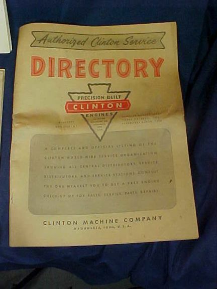 2 Vintage Clinton 4 Cycle Engine Manual 1954 Clinton Engines Service Directory