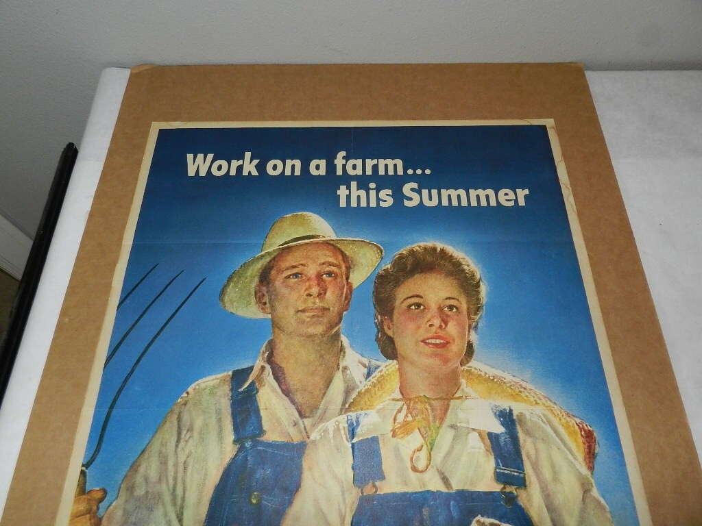 VINTAGE ADVERTISING POSTER- 1943 U.S. CROP CORPS POSTER- WORLD WAR II POSTER
