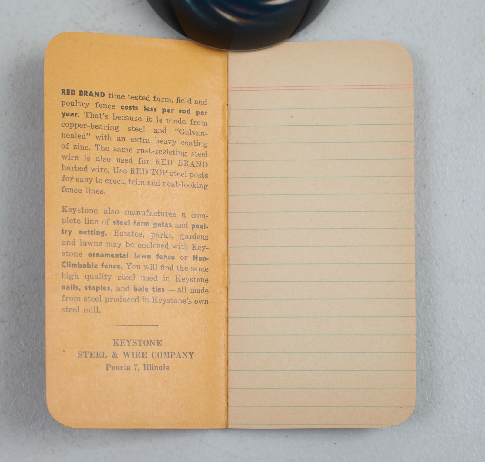 Vintage Pocket Memo Book Keystone Red Brand Wire Co. Eclipse Lumber Denison IA