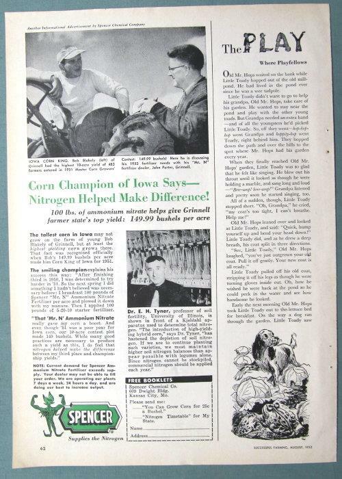 Original 1952 Spencer Ad Features Bob Blakely of Grinnell Iowa IOWA CORN KING