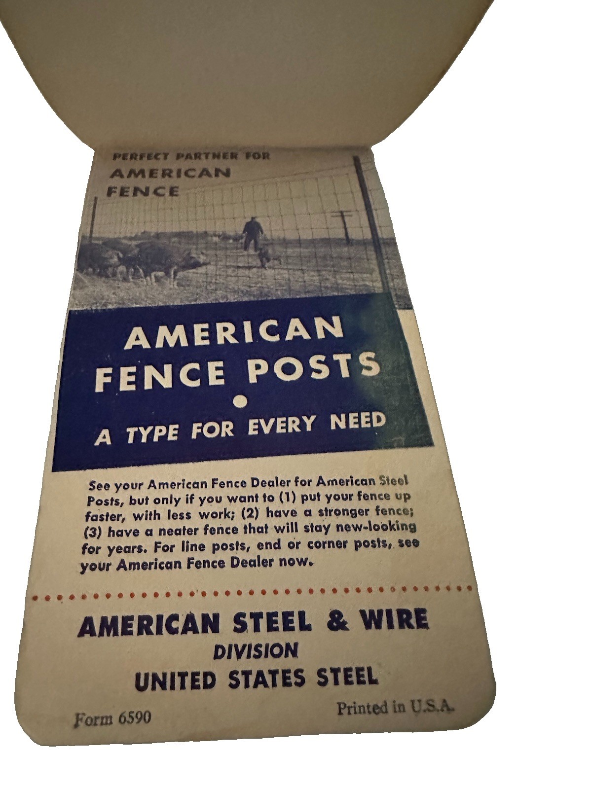 Vintage American Fence Pocket Notebook – Unused Memo Ledger Wilcox Lumber MN