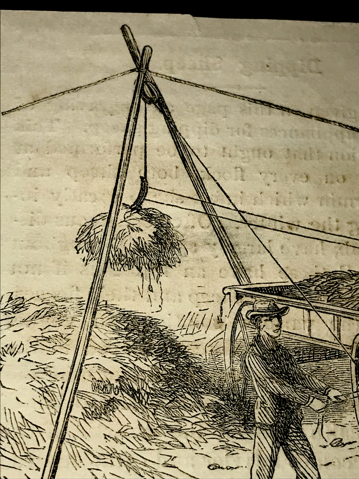 ORIGINAL 1873 Manure Loading Farm Engraving Advertising