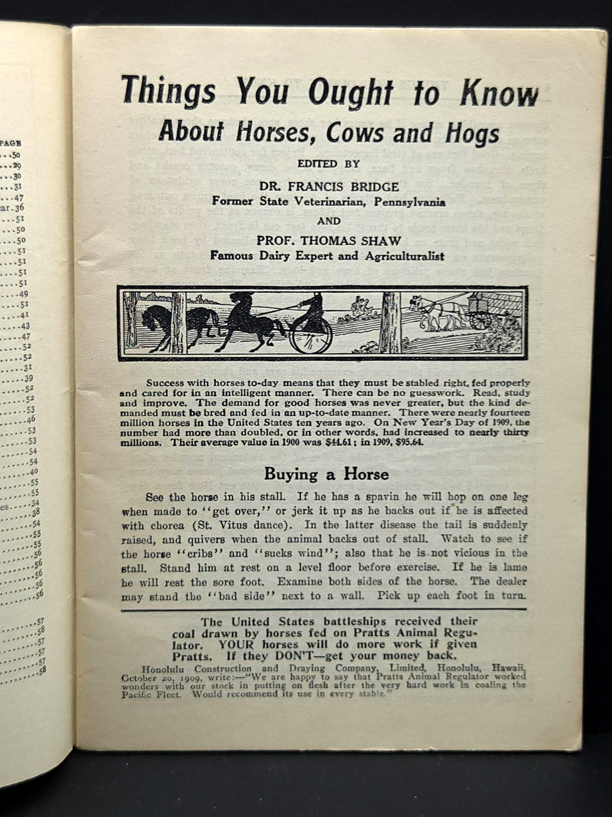 Pratt&rsquo;s Agricultural Farm Animal Feed Book on Raising Horses Cows & Hogs c.1911