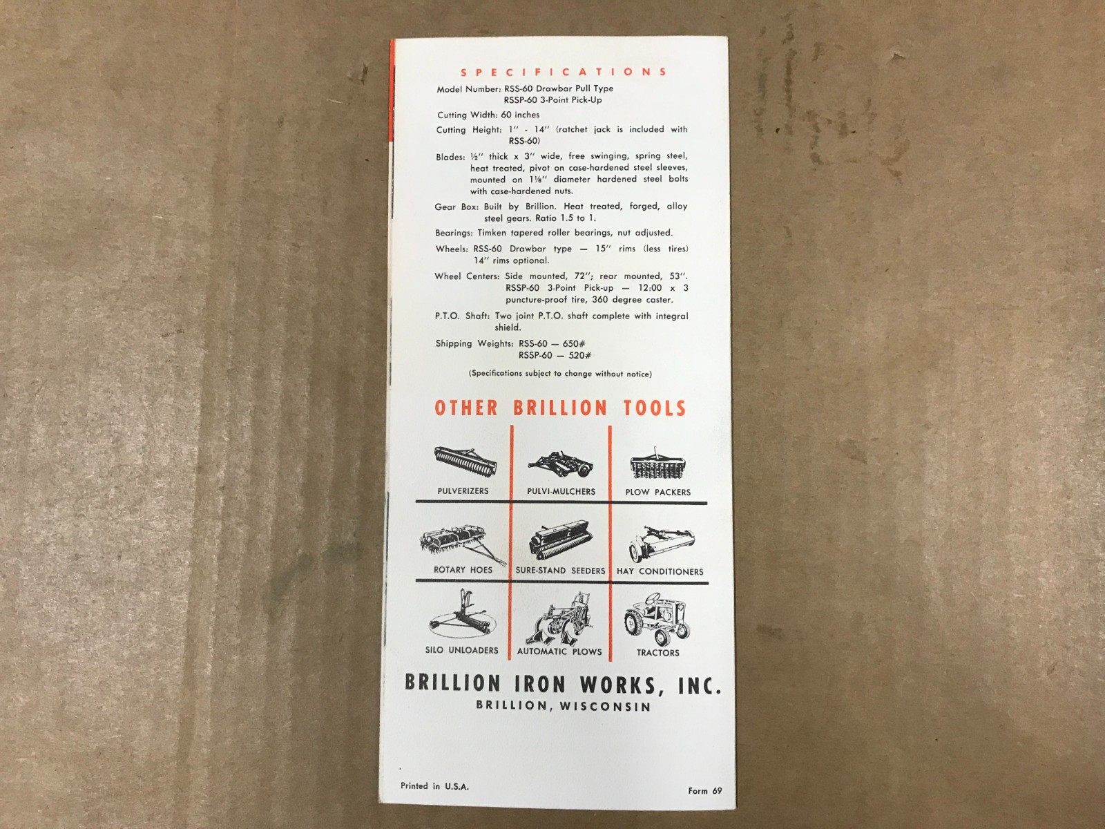 Vintage Brillion Swing-Cut 60 Salesman Brochure