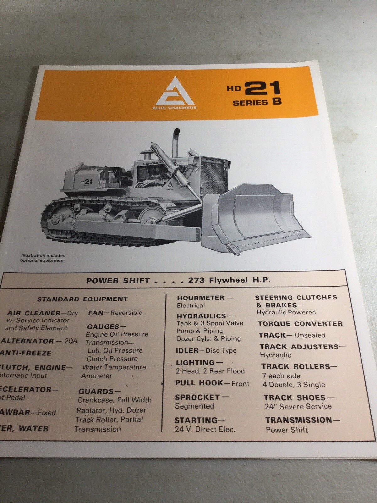 Allis Chalmers HD21 B Dozer Sales Brochure, Literature
