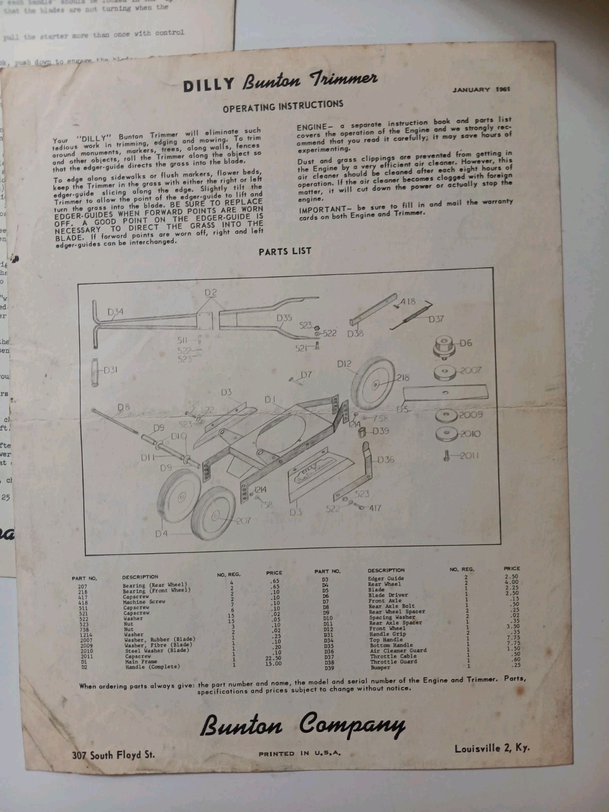 6 Bunton Lawn & Garden Mowers Brochure Lawn LARK, Fort Knox, Instructions
