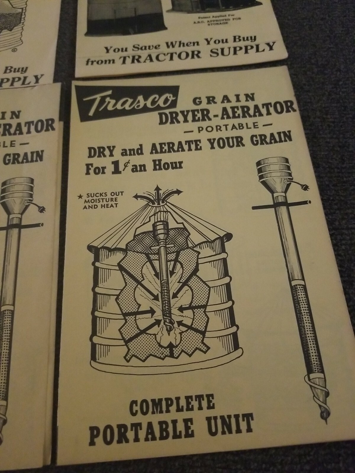 Trasco Grain Bin storage pamphlets. Lot of 4. 1950&rsquo;s 1960&rsquo;s. Tractor Supply. S1