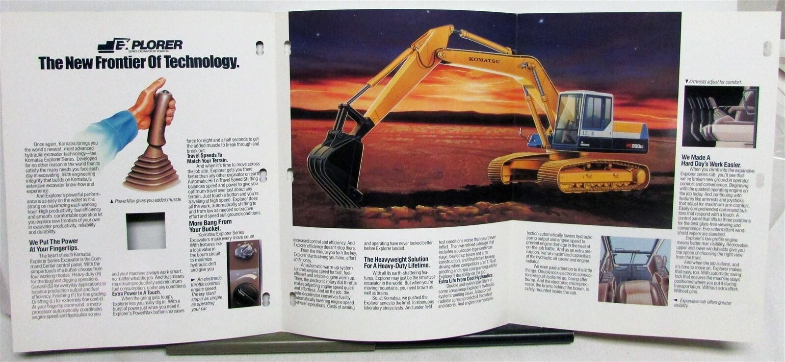 1980s Komatsu Explorer Series Excavator Features Construction Sales Tri-Folder
