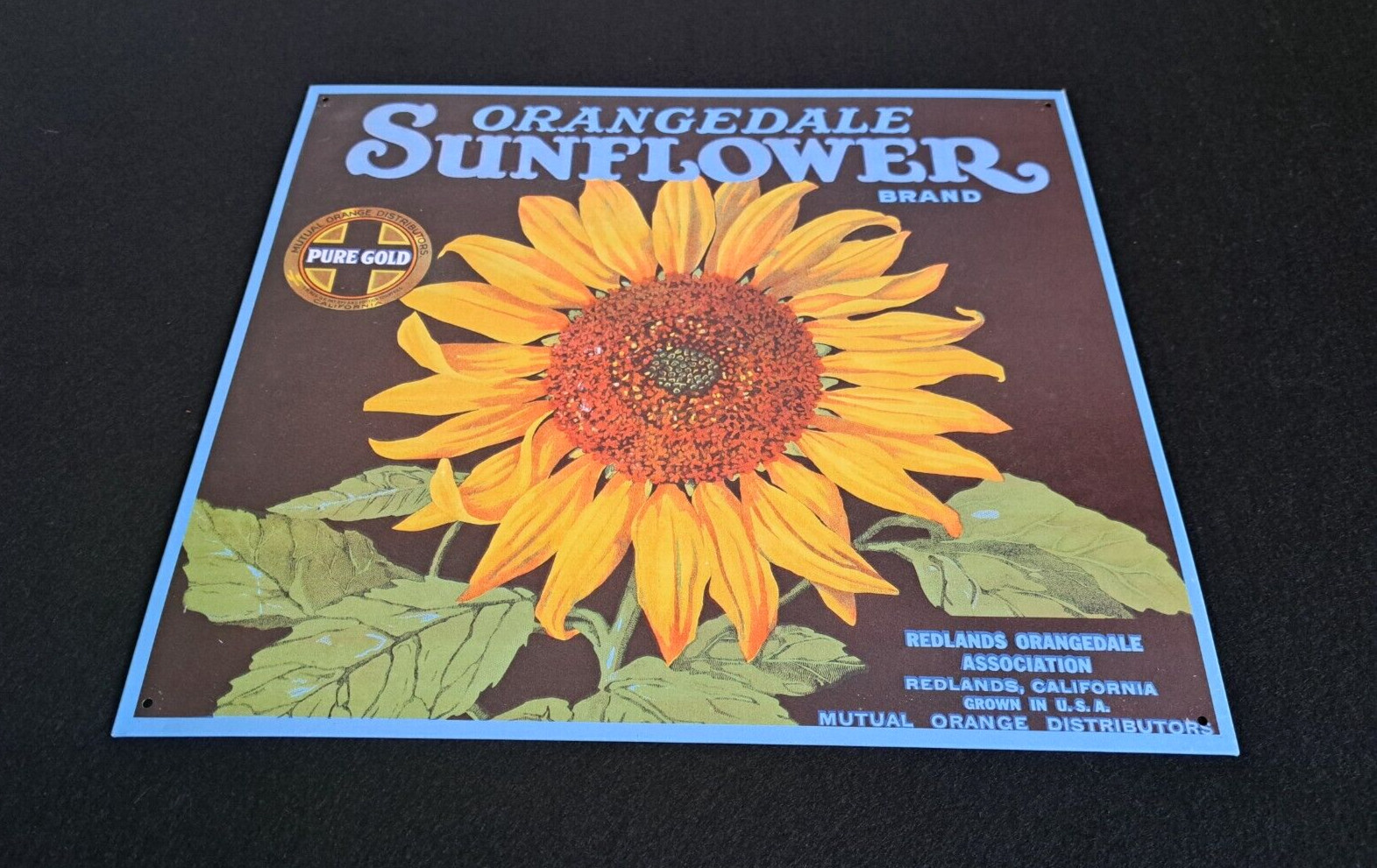 Tin Sign – Orangedale Sunflower Brand Pure Gold – Vintage Reproduction