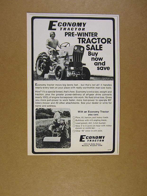 1976 Economy Tractor 2x photo vintage print Ad