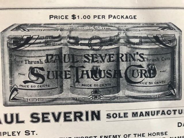 Vintage label « Paul Severin » Sure Thrush Cure, Davenport, Iowa 1920&rsquo;s era