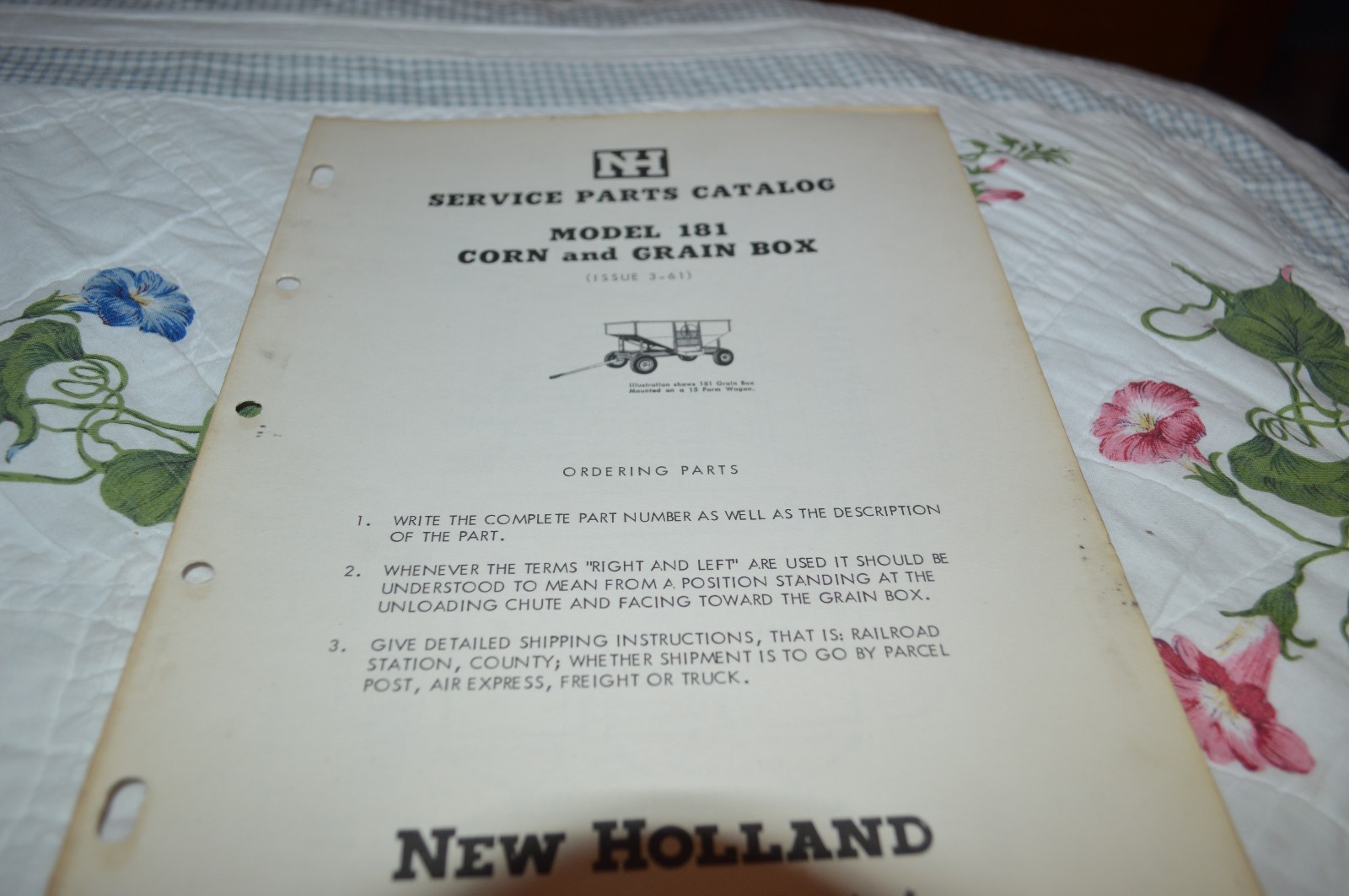 New Holland 181 Corn & Grain Wagon Dealer&rsquo;s Parts Book DCPA5