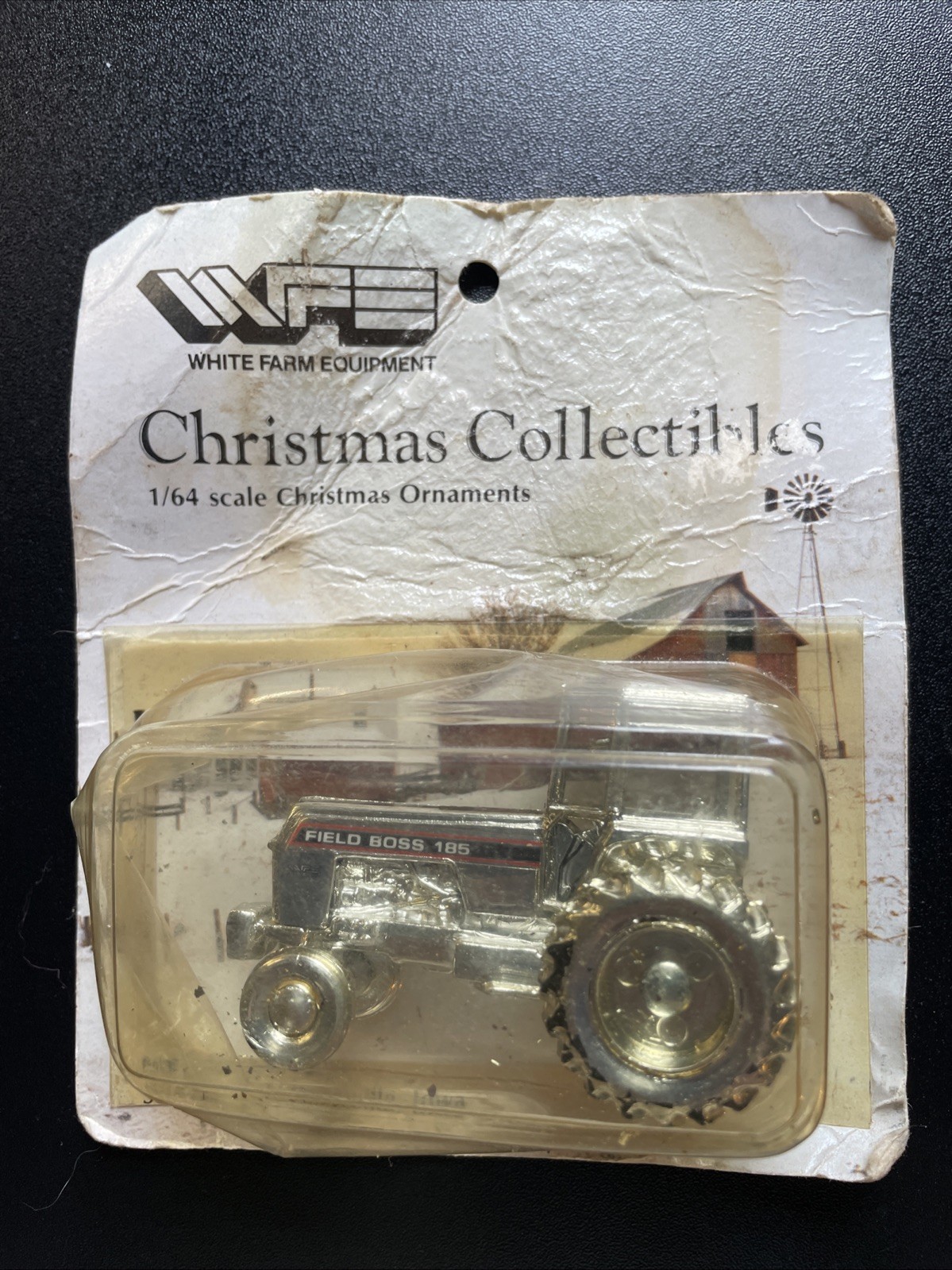 1985 Scale Models White Farm Equipment 1/64 Scale Christmas Ornament BoxDamaged
