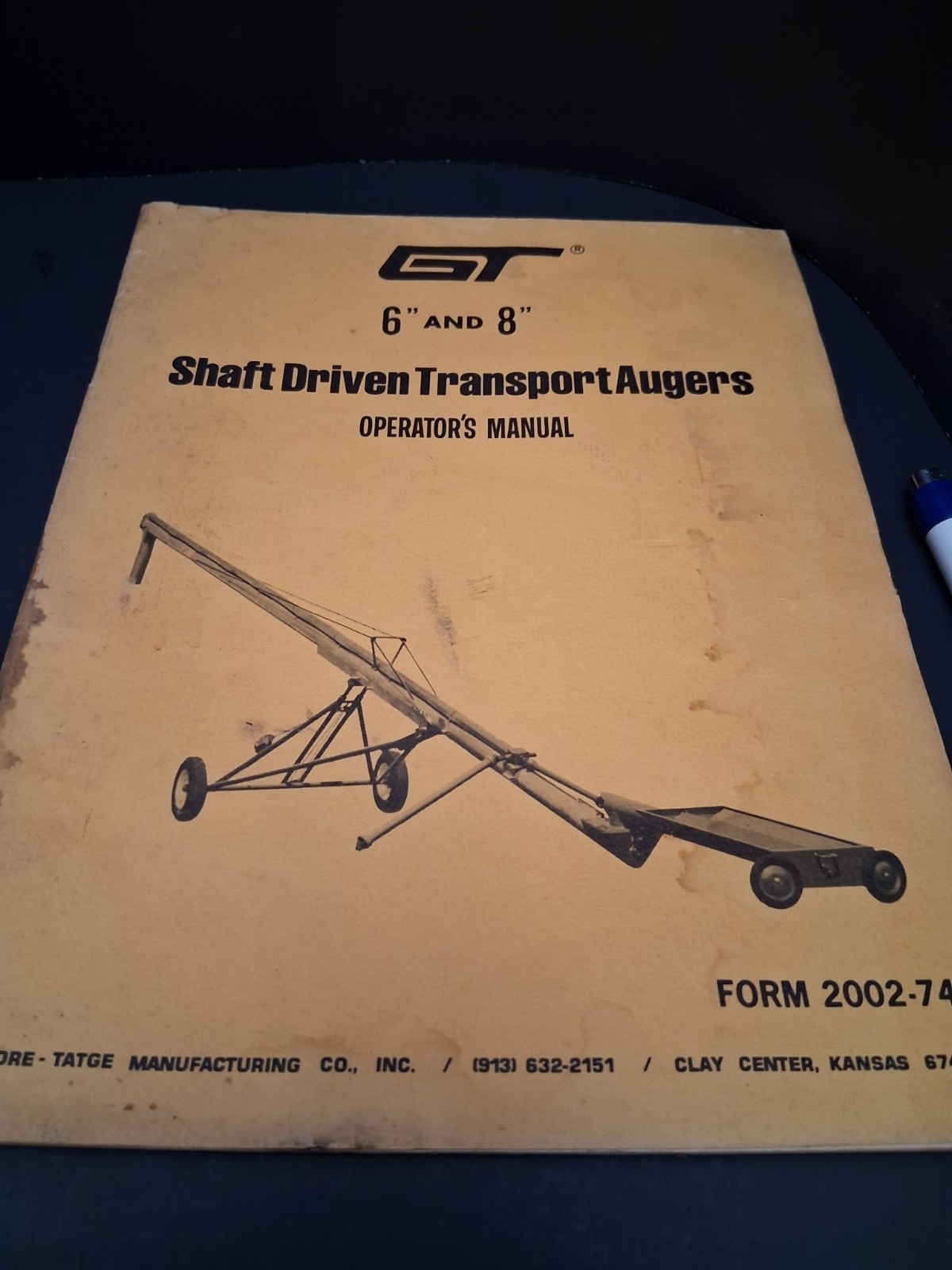 GT 6&Prime;+8&Prime; transport augers operators manual 2002-74