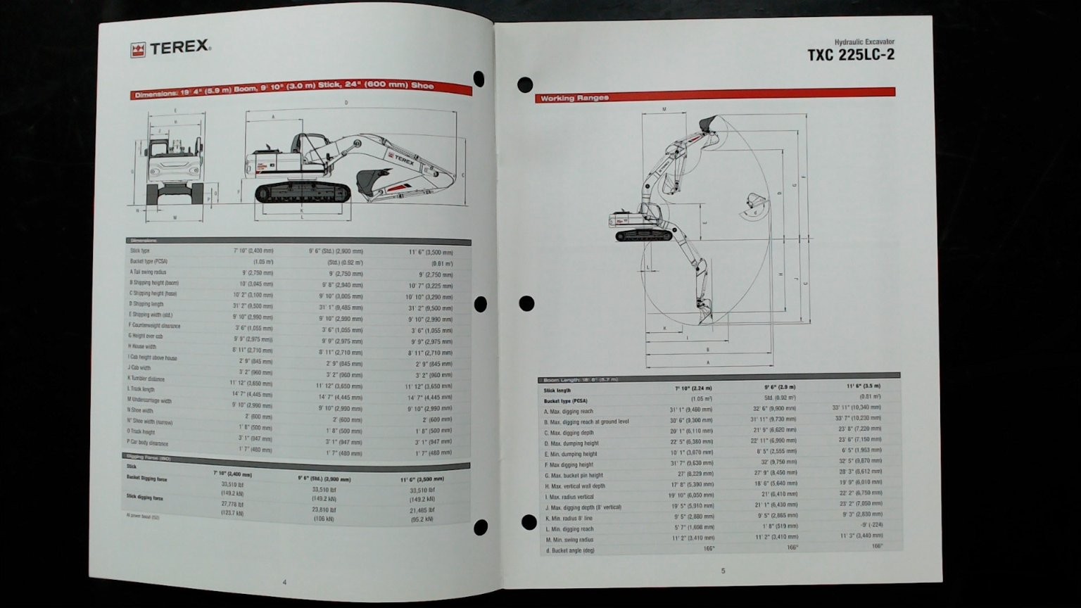 Terex TXC 225LC-2 Hydraulic Excavator Brochure Vintage Agricultural Equipment