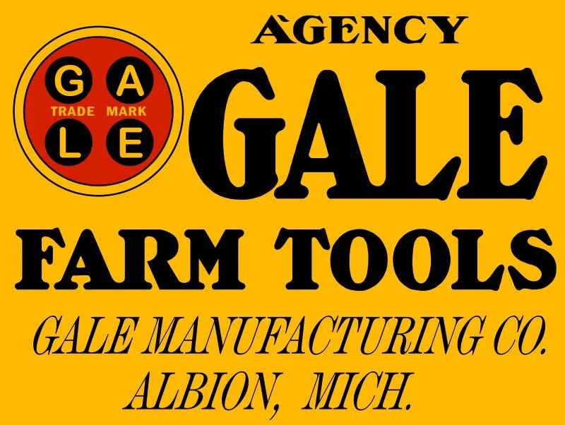 Agency for GALE Farm Tools of Albion, Michigan NEW METAL SIGN: 9×12&Prime; Free Ship