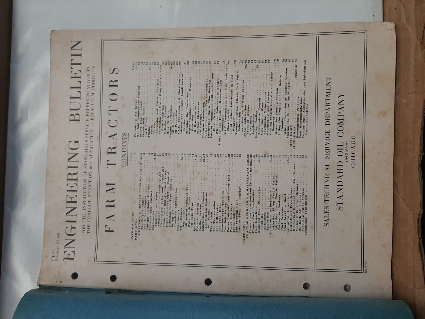 Vtg Standard Oil Engineering Service Bulletin Manual 1945 Farm Tractors FT-53