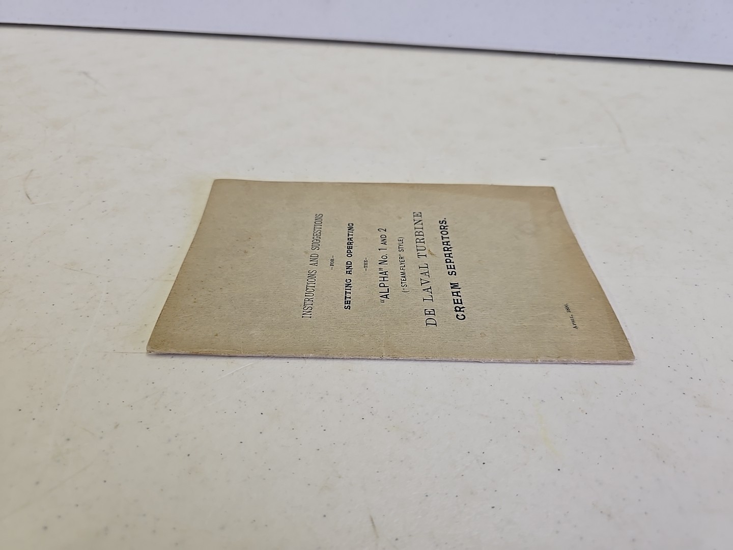 Antique 1896 Instructions For Alpha No. 1 & 2 De Laval Turbine Cream Seperators