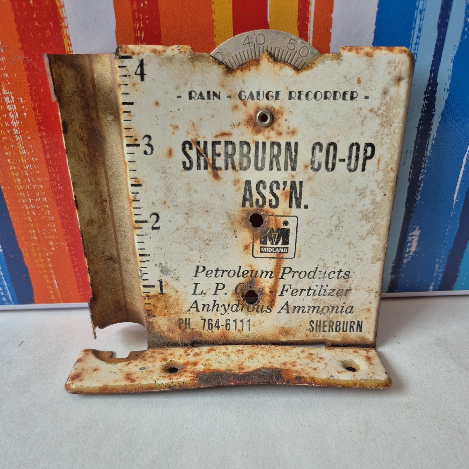 Vintage Sherburn Coop Ass&rsquo;n Rain Gauge Sherburn Minn Petroleum Fertilizer LP Gas