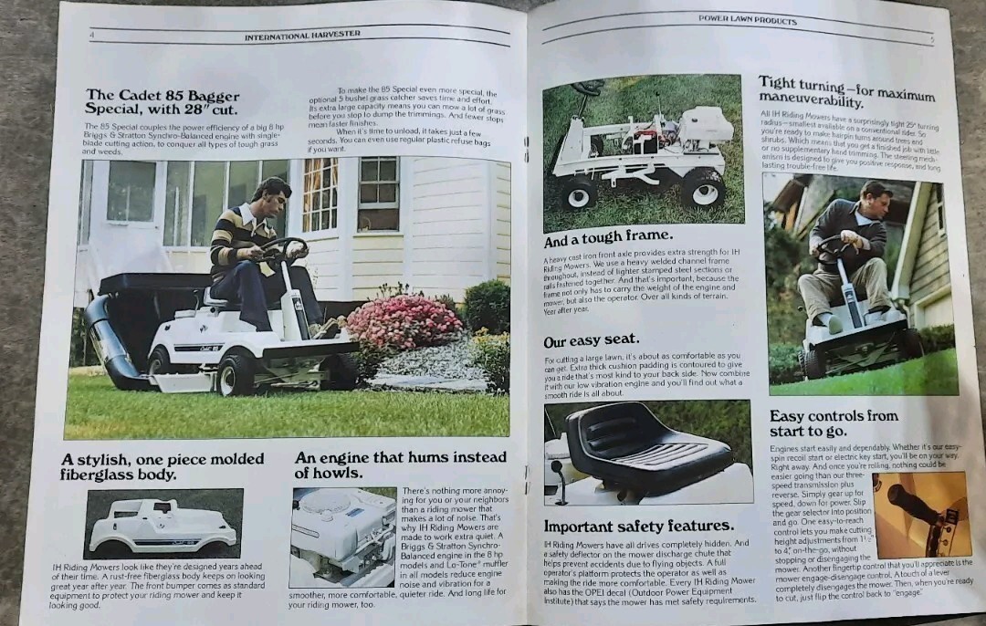 Vtg International Harvester Cadet 55 85 Riding Mower Dealers Original Brochure