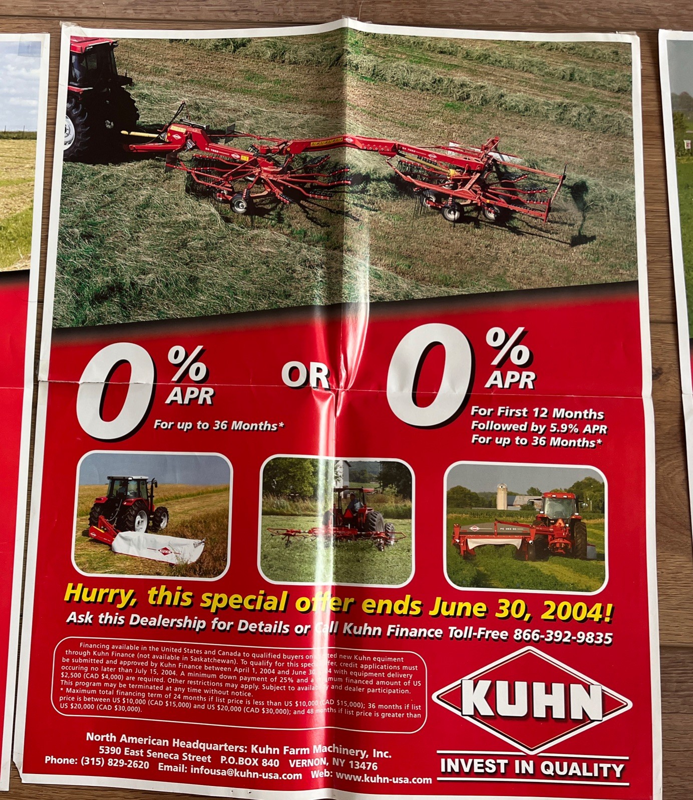 KUHN DEALER ADVERTISING 2004-2005 POSTERS 22” X 17” Lot Of 4 Posters