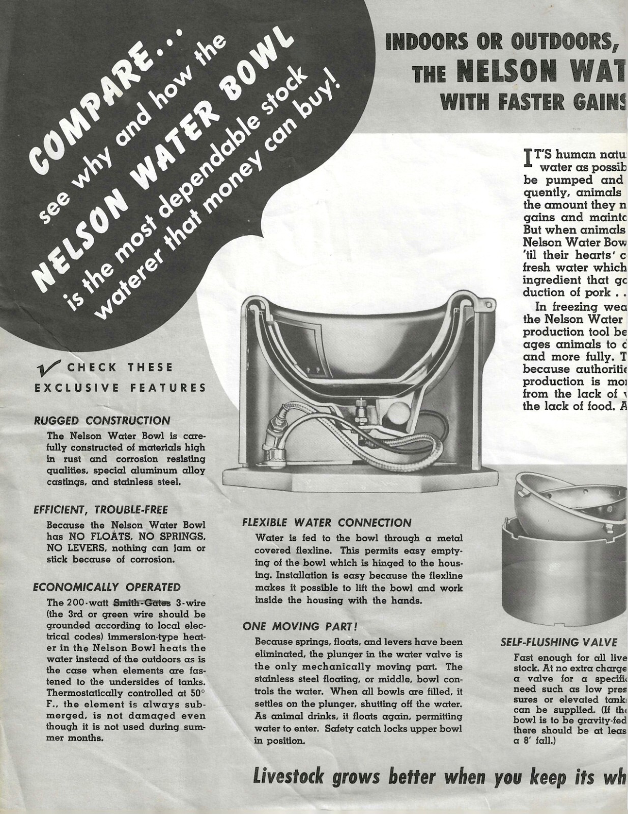 Nelson Automatic Water Bowl Livestock Cow Agricultural Flyer Advertisement