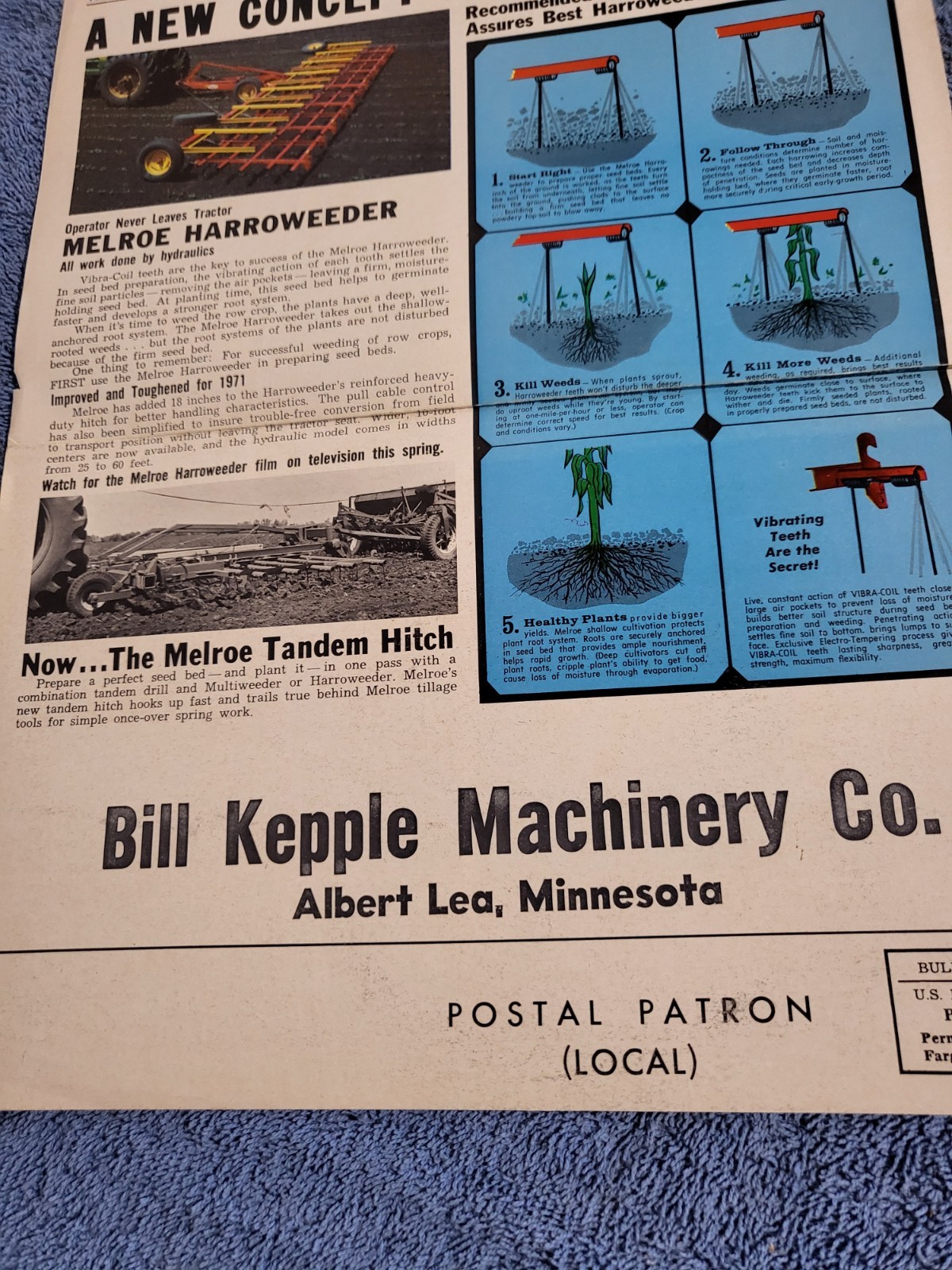 1971 Vtg. Flyer MELROE Farm REPORTER Bill Kepple Machinary Co. Albert Lea, MN.