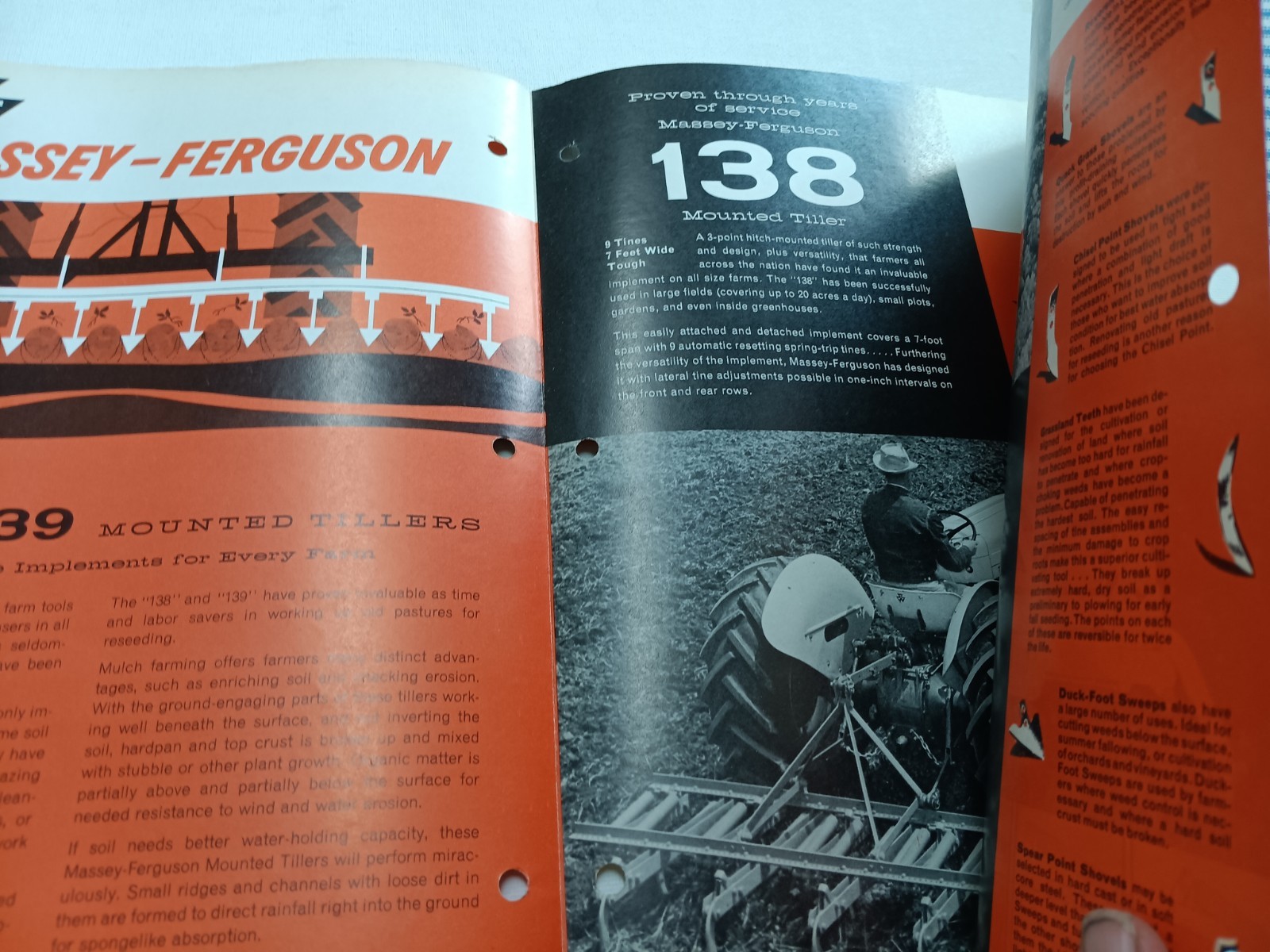 Vintage Massey Ferguson MF 138 & 139 Mounted Tillers Foldout Dealer Brochure AD