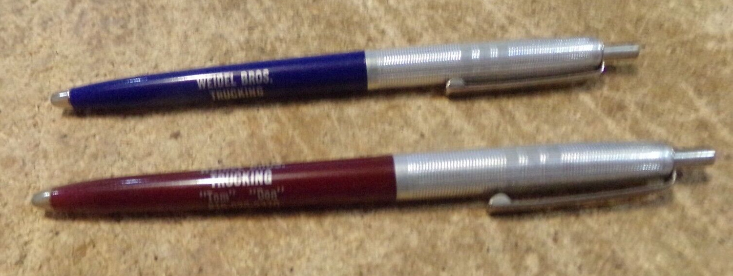 2-lot vintage weidel bros. trucking sterling,il. pens in good shape used