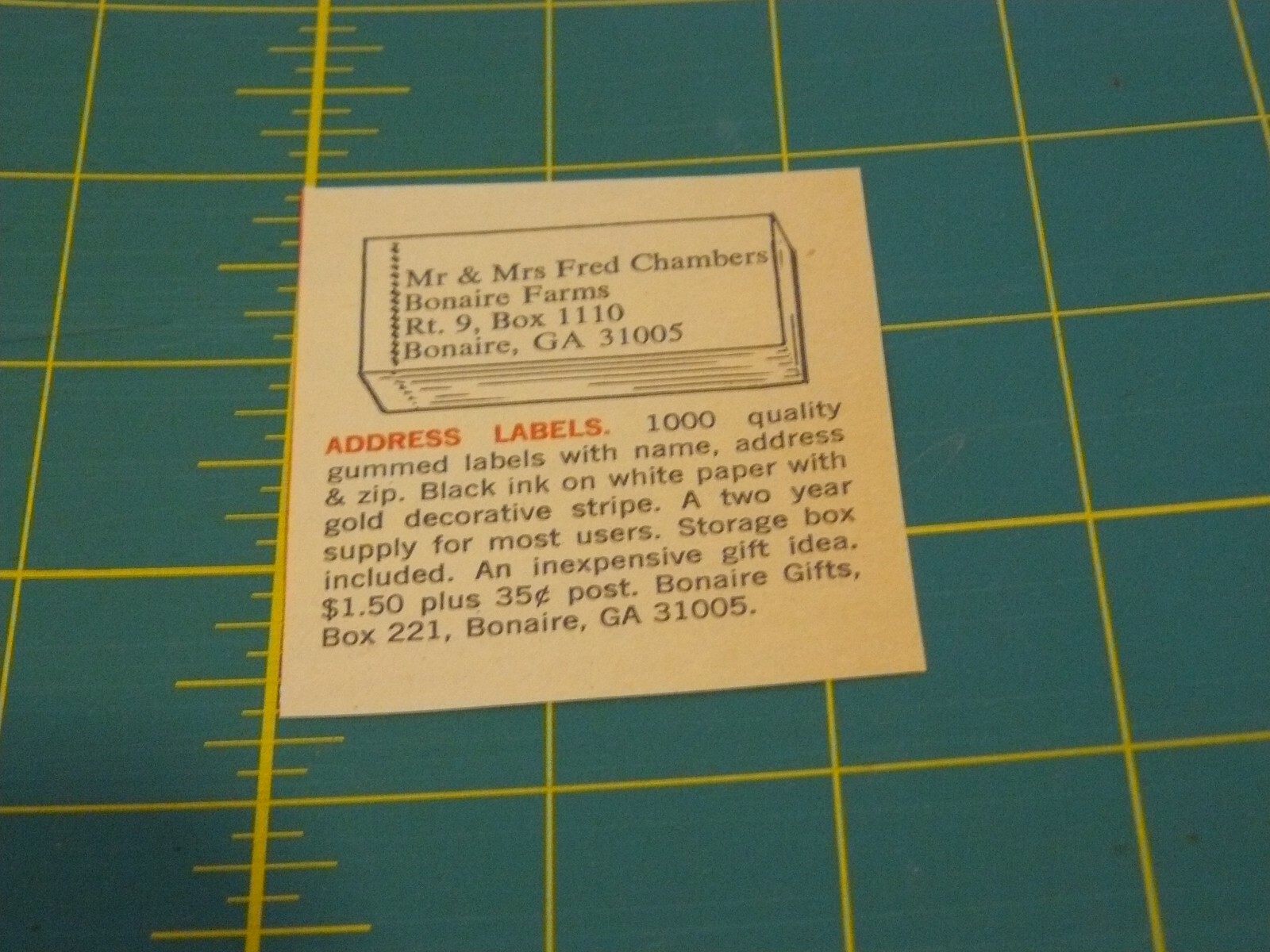 PROGRESSIVE FARMER – JULY 1978 – AD – ADDRESS LABELS