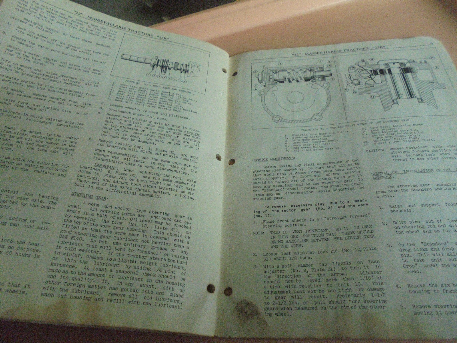 Vintage 1948 Operating and Service Manual for Massey-Harris 22 and 22K tractors