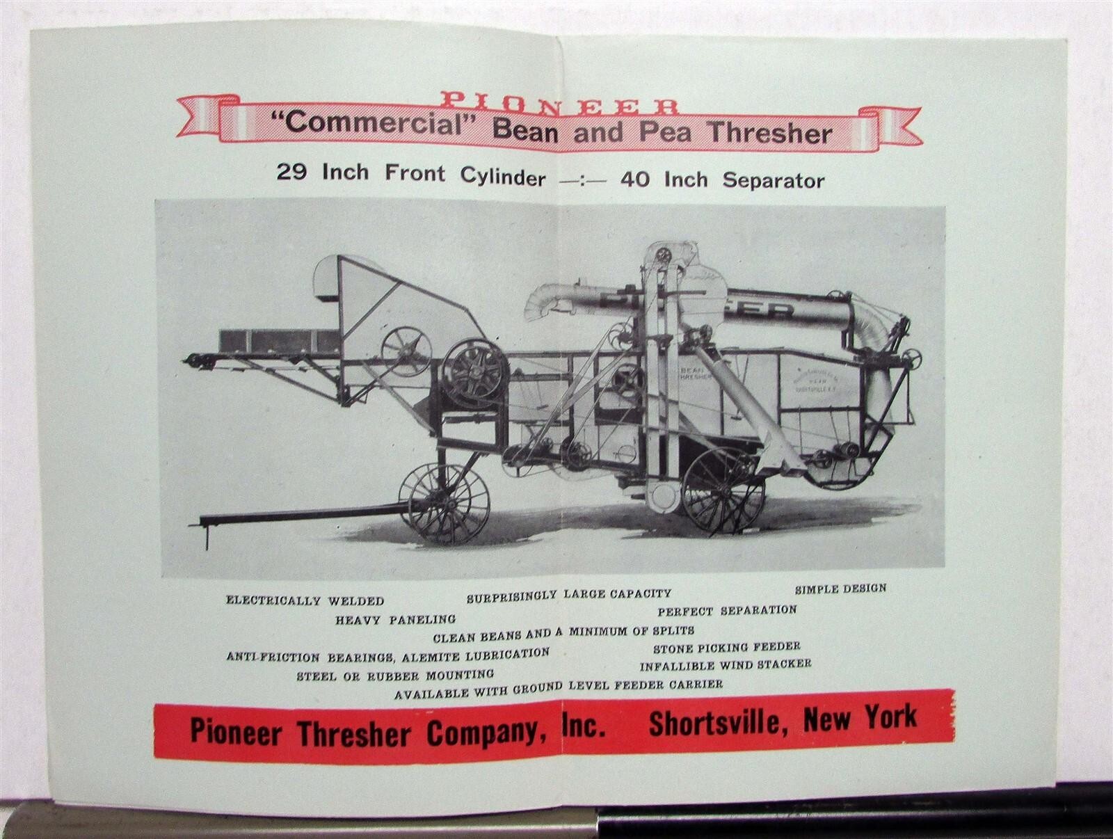 1930s Pioneer Bean & Pea Threshers Specifications Agricultural Sales Brochure