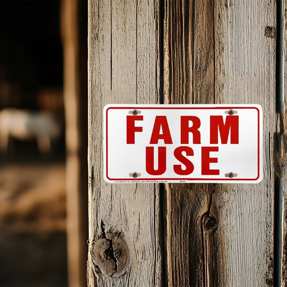 FARM USE ID TAG WHITE/RED 12X18 ALUMINUM WEATHER-RESISTANT