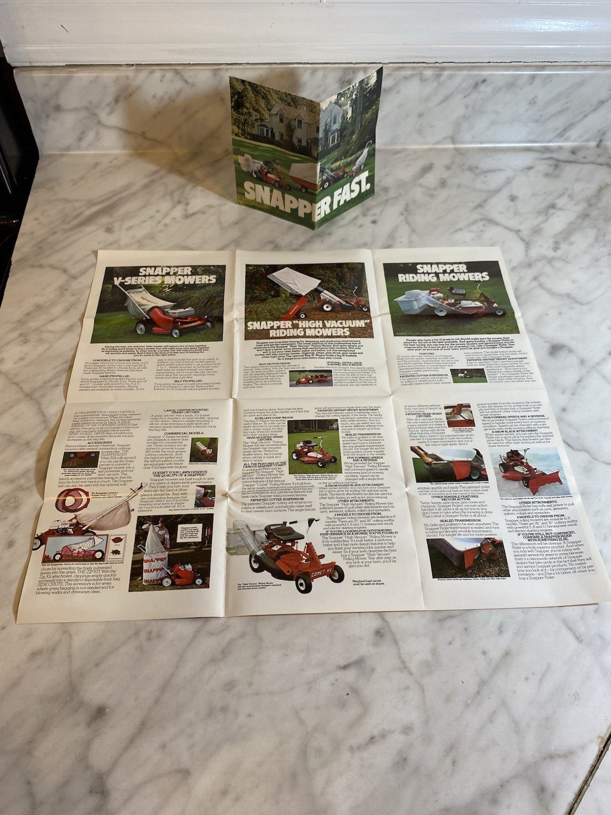 1970s-80s Snapper Lawn Mower & Tiller Original Advertising Foldout Brochure