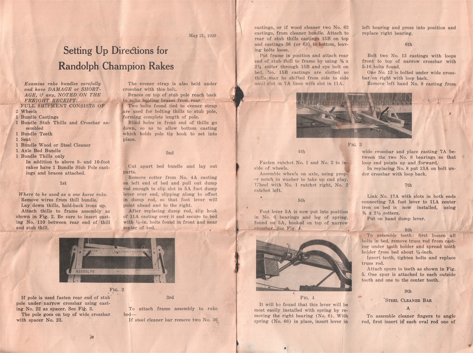 1929 Randolph Champion Wood Rake – Sargent, Osgood & Roundy Co Original Brochure