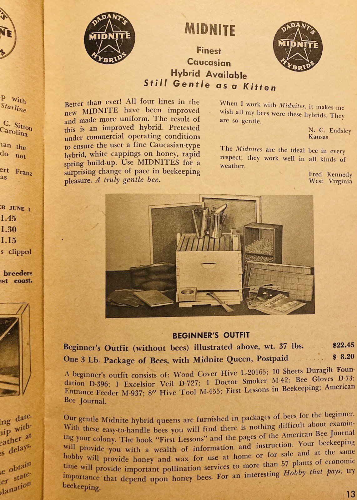 1963 DADANT SONS CO. HAMILTON, ILL. BEEKEEPING SUPPLIES CATALOG IN VG CONDITION