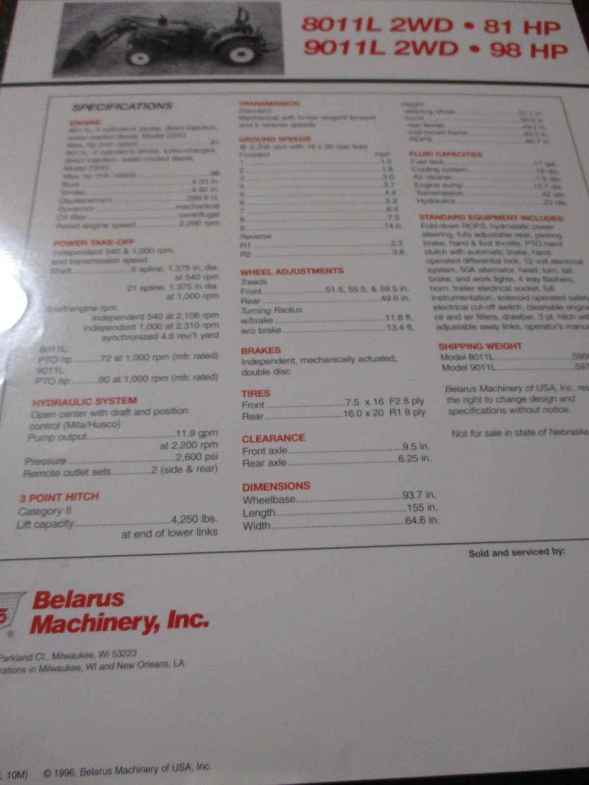 Belarus Tractors Sales/Specifications Brochures 7 items, Circa 1990&rsquo;s