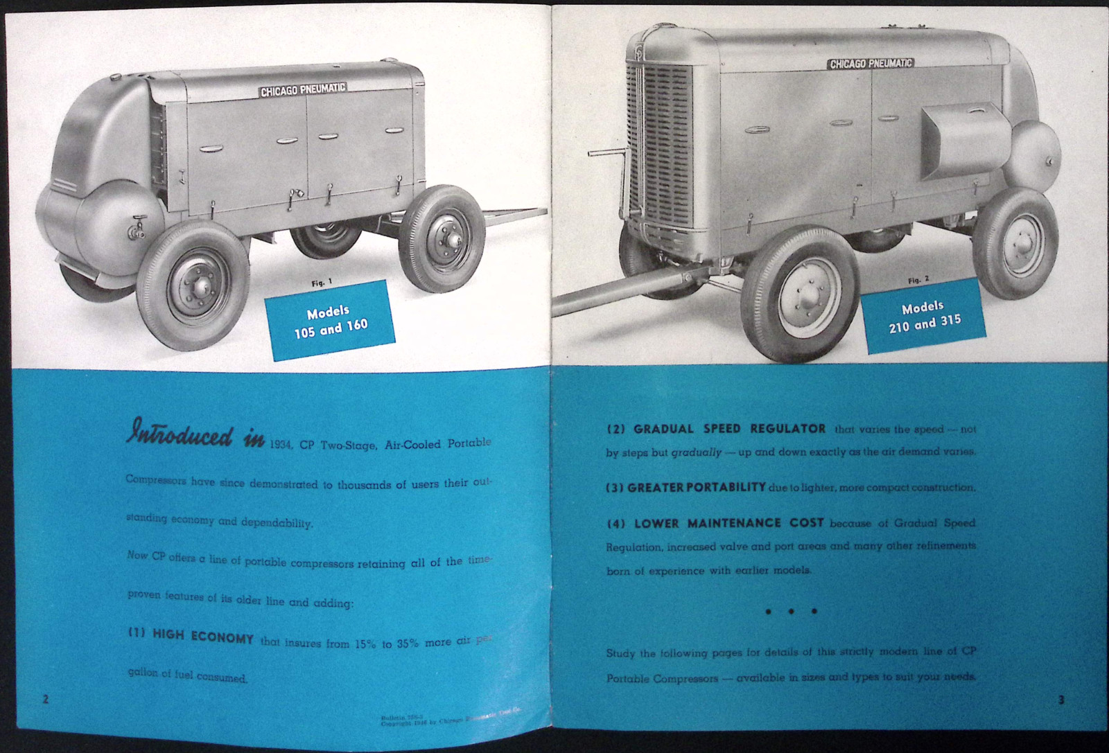 1946 Portable Compressors Bulletin 758-3 Chicago Pneumatic Tool Co Brochure