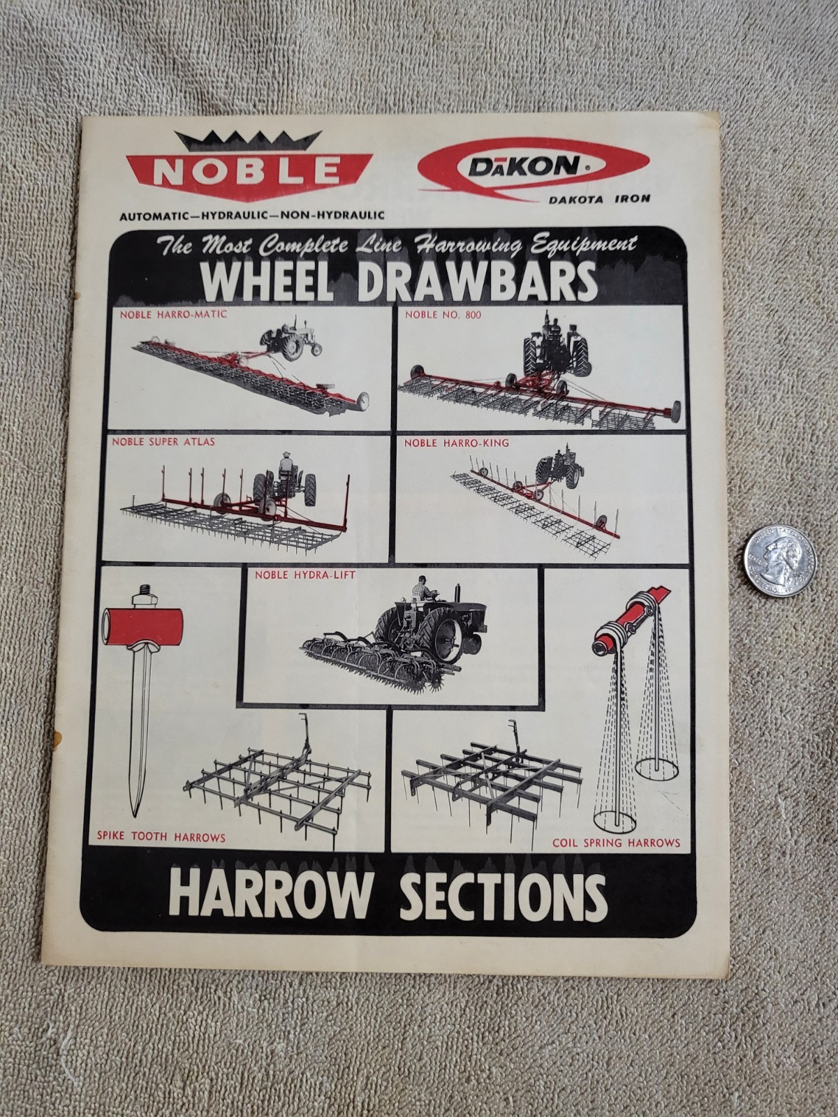 NOBLE DAKON Harrow BROCHURE 1968? John Deere IH Sioux Falls, SD. Dakota Iron