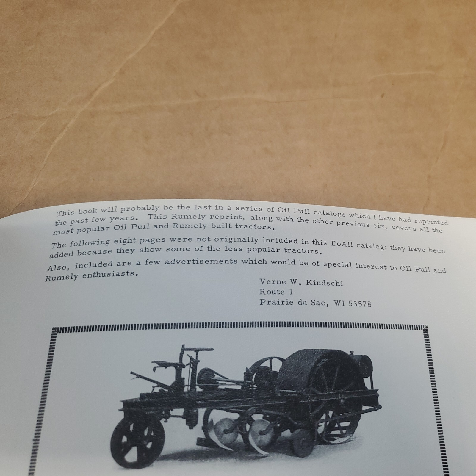 Advance-Rumley DoAll tractor book/brochure reprint by Verne Kindschi