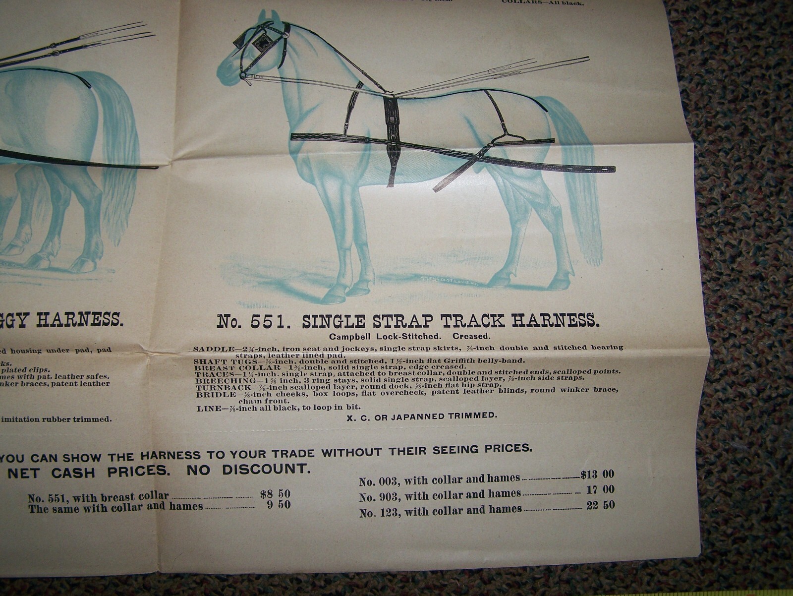 BANNER HARNESS Horse Farm Implement Sales POSTER Horse Drawn Implement Buggy WOW