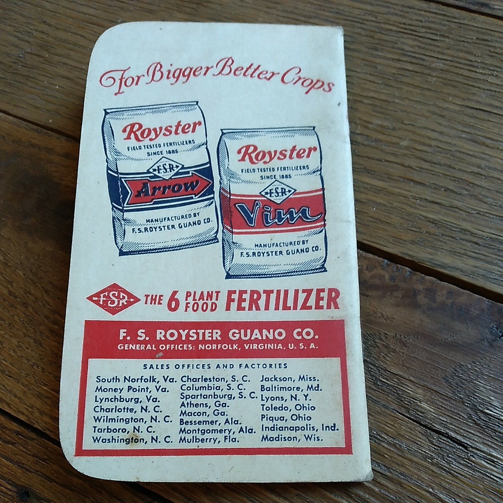 1959 F.S.R. Royster pocket guide The Quality Name In Plant Food VTG 50&rsquo;s