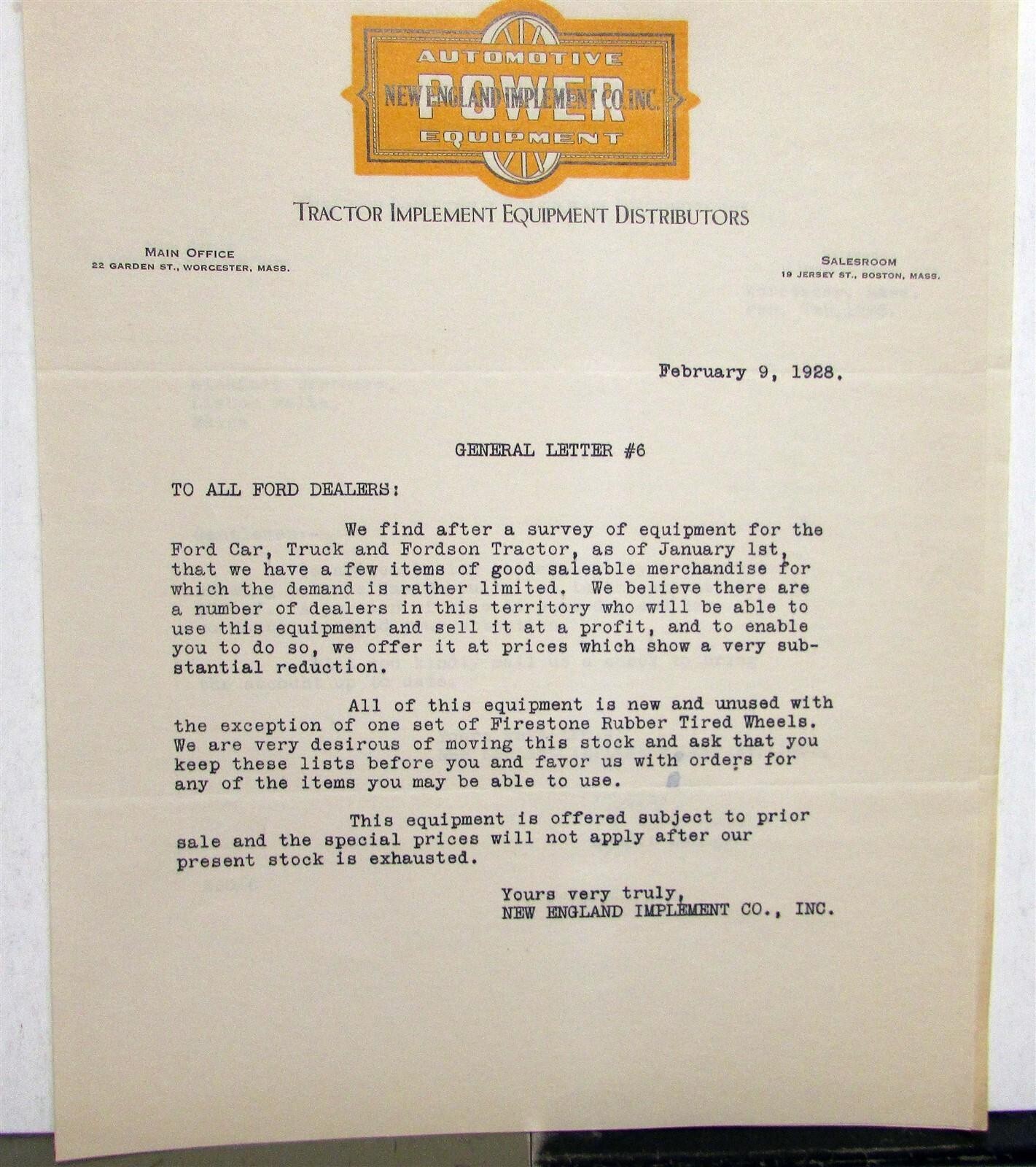 1928 Ford Original General Dealer Letters Pricing Info Specifications Sheets