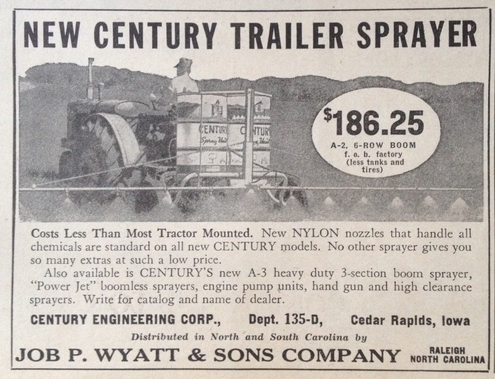 1958 AD(XF1)~CENTURY ENGINEERING CO. CEDAR RAPIDS, IOWA. TRAILER SPRAYER